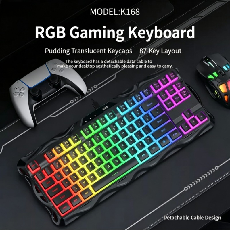 Esports Gaming Competition - K168 87 Tuşlu Kablolu Oyun Klavyesi