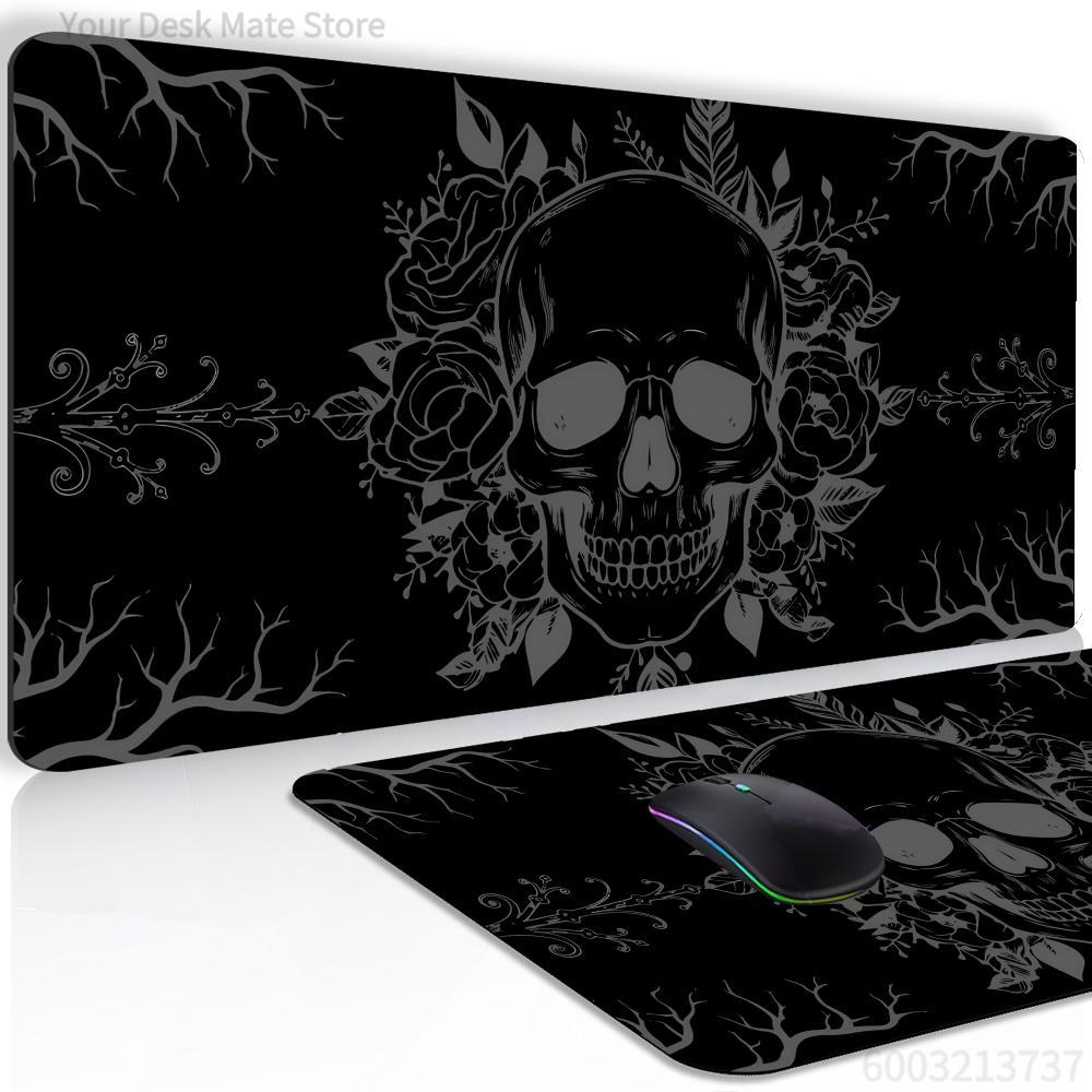 Esports Gaming Table - Havalı Siyah Kafatası Mouse Pad XXL