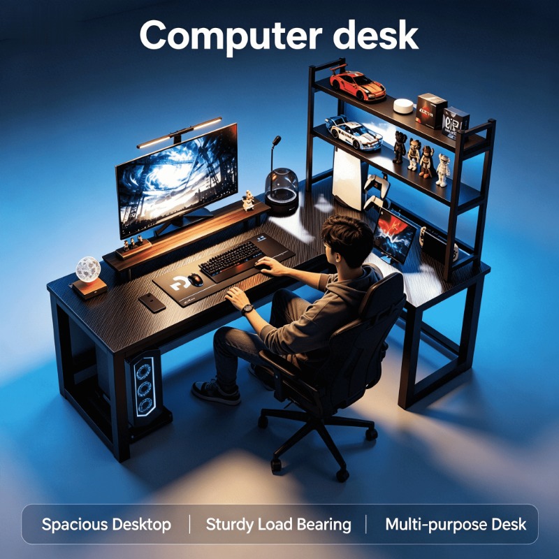 Esports Gaming Table - Ayarlanabilir Yükseklikli L Şeklinde Köşe Bilgisayar