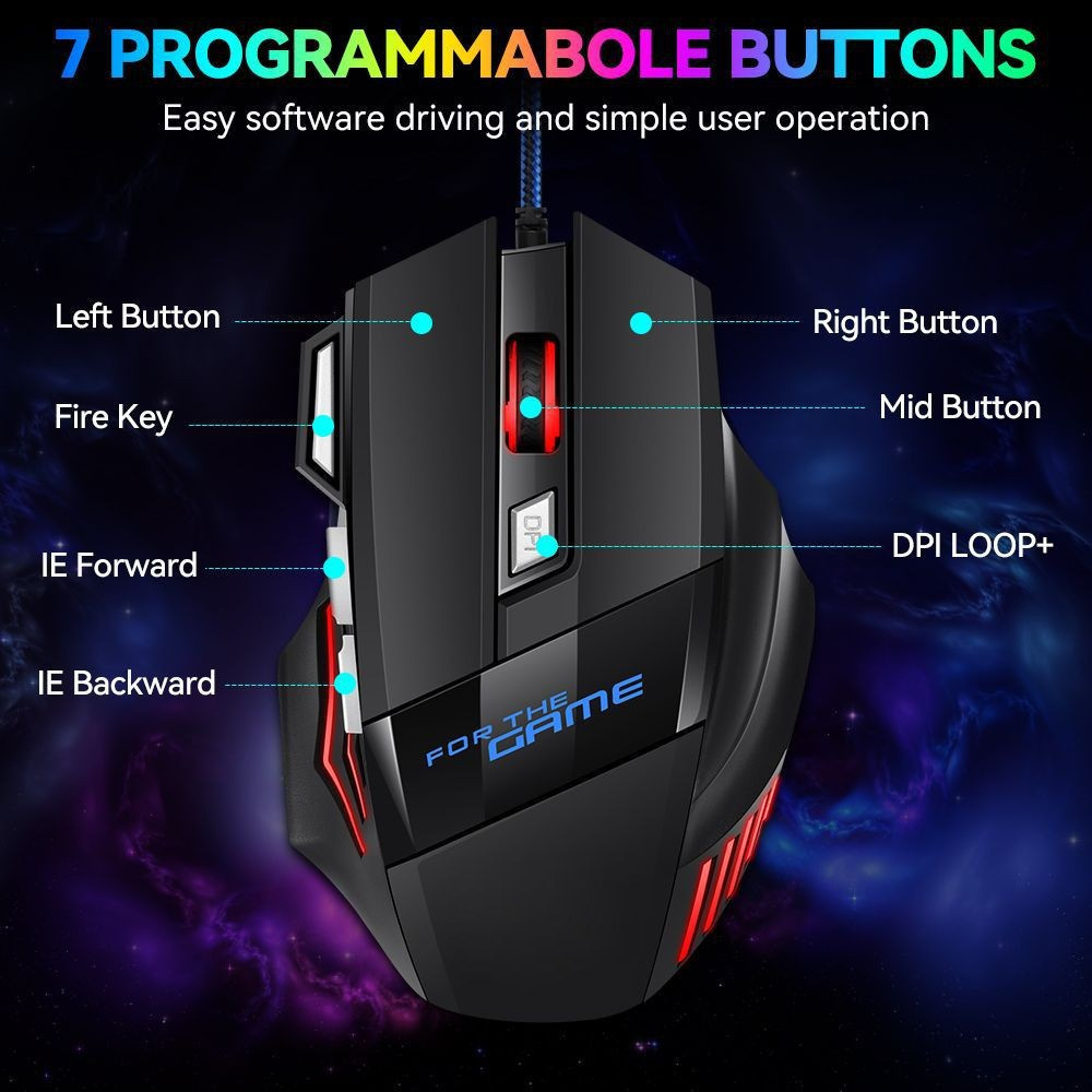 Kablolu Oyuncu Mouse'u 7 Tuşlu - Esports Gaming Design incelemesi ve fiyatı